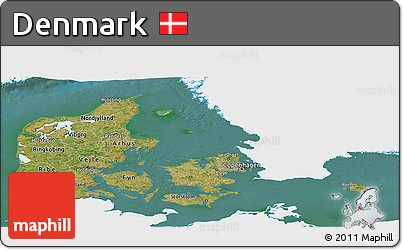 Satellite Panoramic Map of Denmark, single color outside