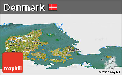 Satellite Panoramic Map of Denmark, single color outside
