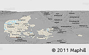 Shaded Relief Panoramic Map of Denmark, darken, desaturated