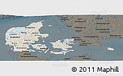 Shaded Relief Panoramic Map of Denmark, darken