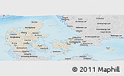 Shaded Relief Panoramic Map of Denmark, desaturated, land only
