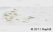 Shaded Relief Panoramic Map of Denmark, lighten, desaturated