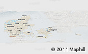 Shaded Relief Panoramic Map of Denmark, lighten, semi-desaturated
