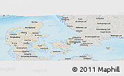Shaded Relief Panoramic Map of Denmark, semi-desaturated, land only