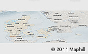 Shaded Relief Panoramic Map of Denmark, semi-desaturated