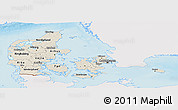 Shaded Relief Panoramic Map of Denmark, single color outside
