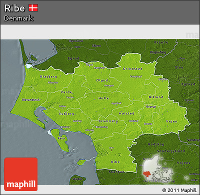 Physical 3D Map of Ribe, darken