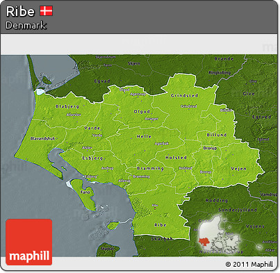 Physical 3D Map of Ribe, darken