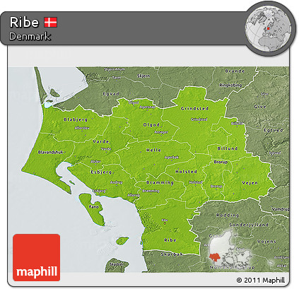 Physical 3D Map of Ribe, semi-desaturated
