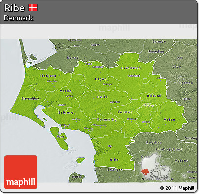 Physical 3D Map of Ribe, semi-desaturated