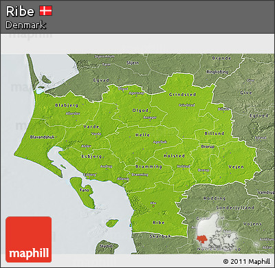 Physical 3D Map of Ribe, semi-desaturated
