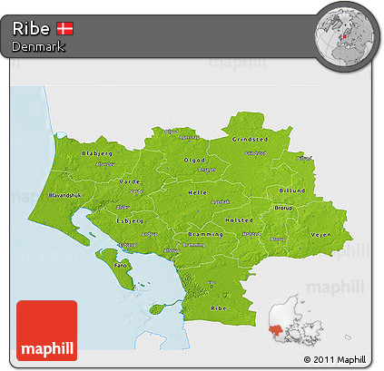 Physical 3D Map of Ribe, single color outside