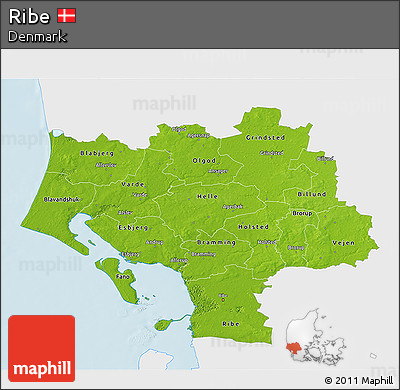 Physical 3D Map of Ribe, single color outside