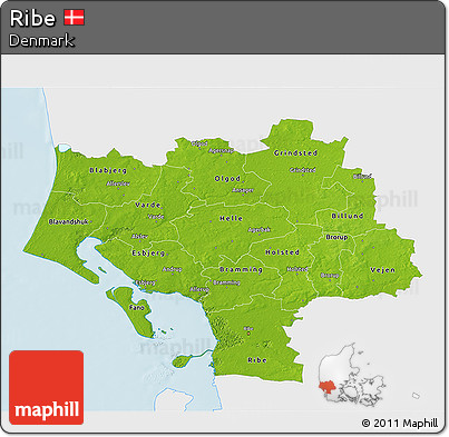 Physical 3D Map of Ribe, single color outside