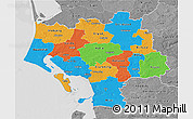 Political 3D Map of Ribe, desaturated