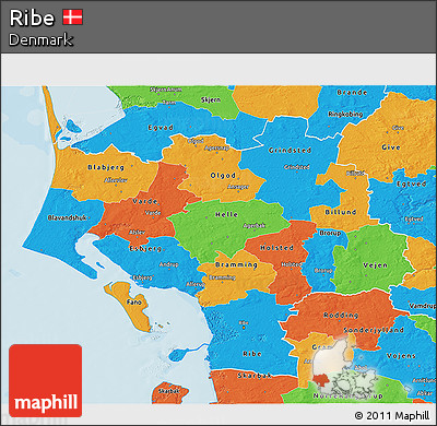 Political 3D Map of Ribe