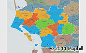 Political 3D Map of Ribe, semi-desaturated