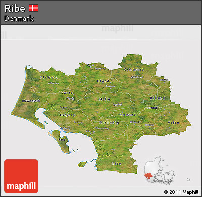 Satellite 3D Map of Ribe, cropped outside