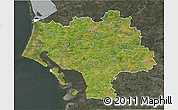 Satellite 3D Map of Ribe, darken, semi-desaturated