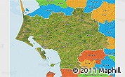 Satellite 3D Map of Ribe, political outside