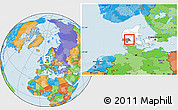 Political Location Map of Billund, highlighted country, highlighted parent region