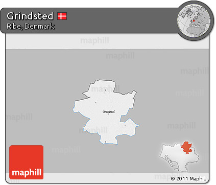 Gray 3D Map of Grindsted, single color outside
