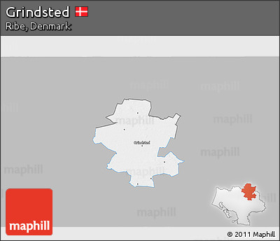 Gray 3D Map of Grindsted, single color outside