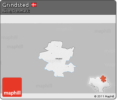Gray 3D Map of Grindsted, single color outside