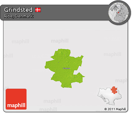 Physical 3D Map of Grindsted, cropped outside