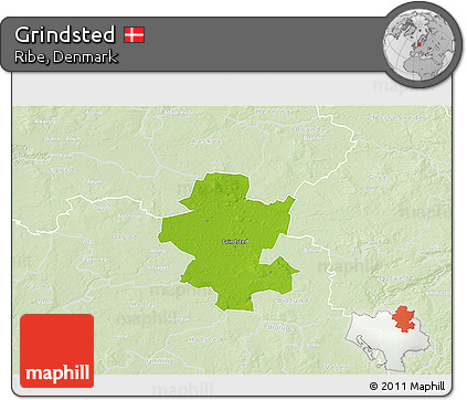 Physical 3D Map of Grindsted, lighten
