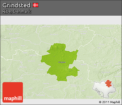 Physical 3D Map of Grindsted, lighten
