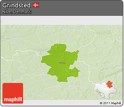 Physical 3D Map of Grindsted, lighten