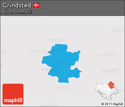 Political 3D Map of Grindsted, cropped outside