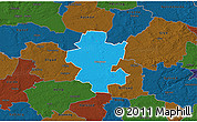 Political 3D Map of Grindsted, darken