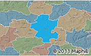 Political 3D Map of Grindsted, semi-desaturated