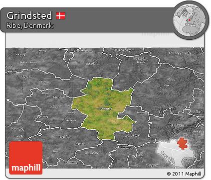 Satellite 3D Map of Grindsted, desaturated