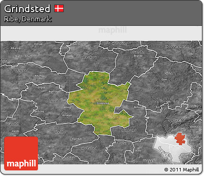 Satellite 3D Map of Grindsted, desaturated