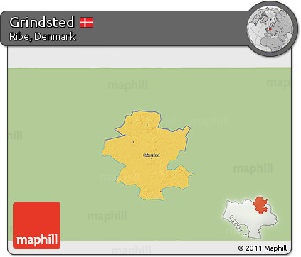 Savanna Style 3D Map of Grindsted, single color outside