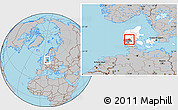 Gray Location Map of Grindsted, highlighted country, highlighted parent region
