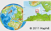 Physical Location Map of Grindsted, highlighted country, highlighted parent region