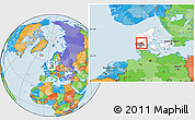 Political Location Map of Grindsted, highlighted country, highlighted parent region