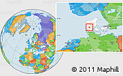 Political Location Map of Grindsted, highlighted country
