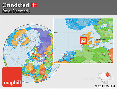 Political Location Map of Grindsted, highlighted parent region