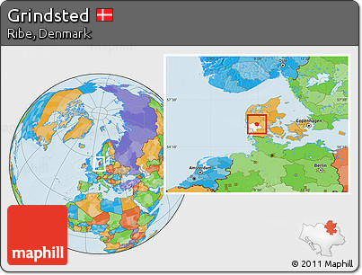 Political Location Map of Grindsted, highlighted parent region