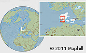 Savanna Style Location Map of Grindsted, highlighted country, highlighted parent region, hill shading