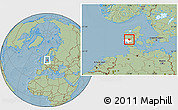 Savanna Style Location Map of Grindsted, highlighted parent region, hill shading