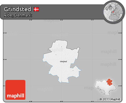 Gray Map of Grindsted, single color outside