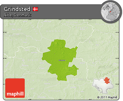 Physical Map of Grindsted, lighten
