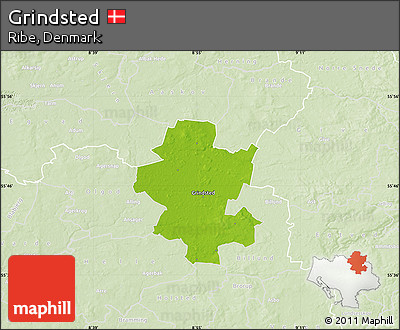 Physical Map of Grindsted, lighten