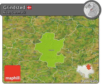 Physical Map of Grindsted, satellite outside